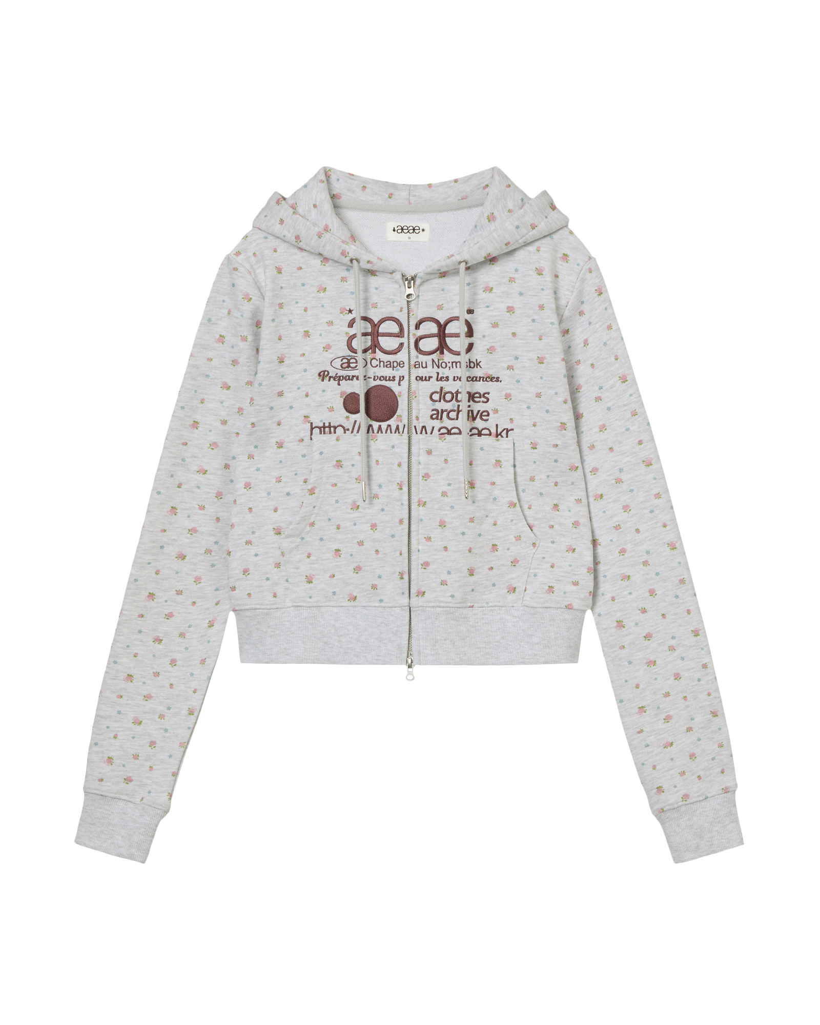 AEAE Web Logo Flower Crop Hoodie Zip Up