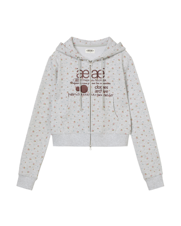 AEAE Web Logo Flower Crop Hoodie Zip Up