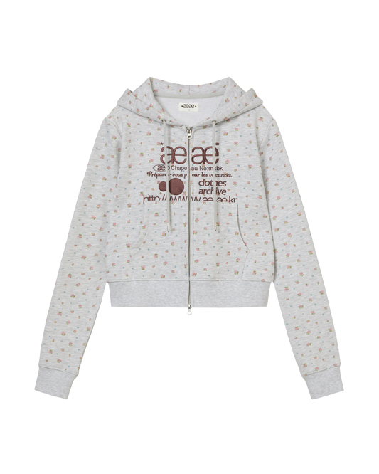 AEAE Web Logo Flower Crop Hoodie Zip Up