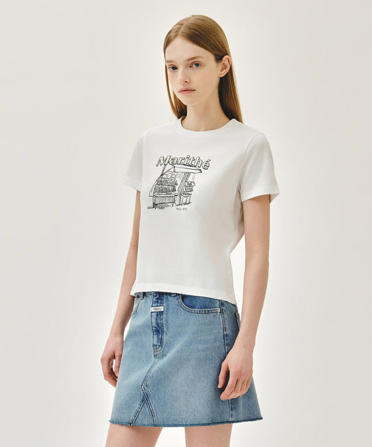 Marithé François Girbaud [REGEN] W FRENCH FRUIT SHOP GRAPHIC TEE white