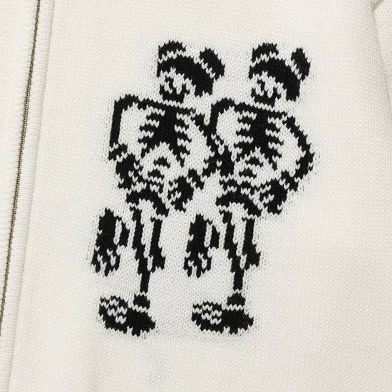 Nice Ghost Club Dancing Skeletons Zip Polo Knit