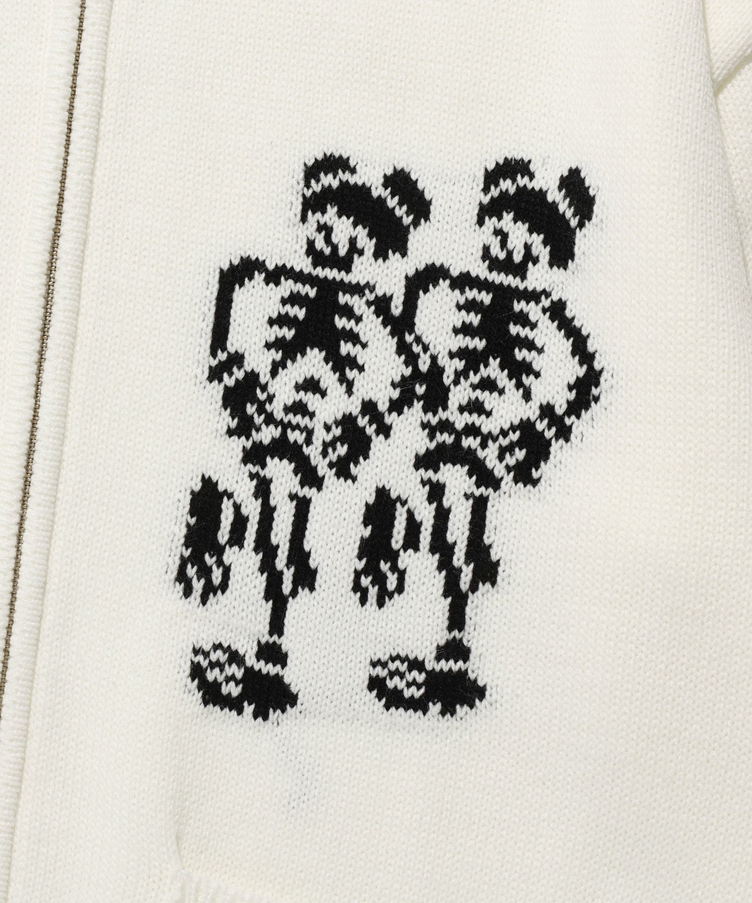 Nice Ghost Club Dancing Skeletons Zip Polo Knit
