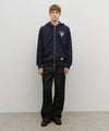 Marithé François Girbaud Big College Logo Graphic Zip-Up Hoodie Navy