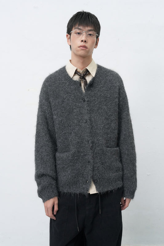 General Idea MAN Wool Blend Hairy Loose Fit Cardigan