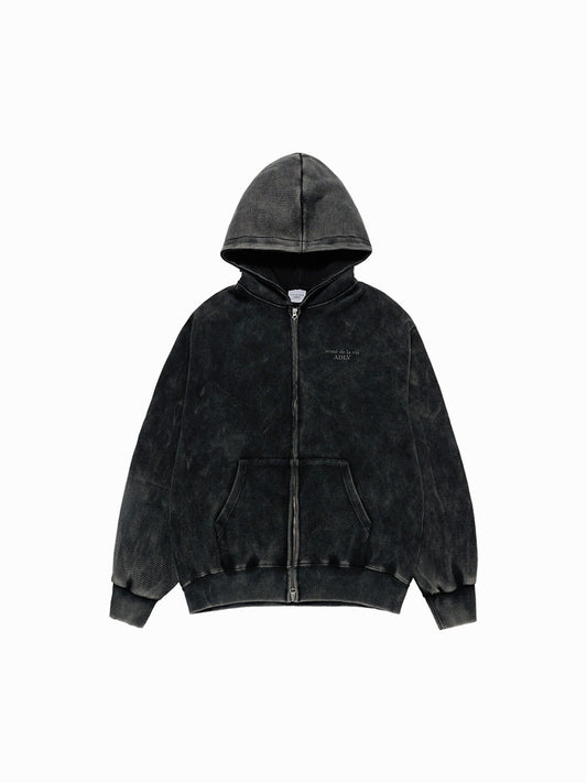 ADLV Basic Logo Waffle Washed Hoodie Zip Up