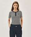 Marithé François Girbaud W STRIPE HENLEY NECK TEE
