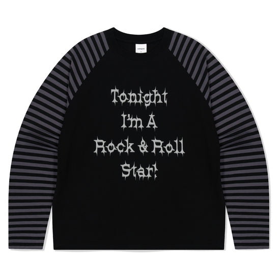 Mahagrid Rock Star Raglan Stripe Long Sleeve Tee
