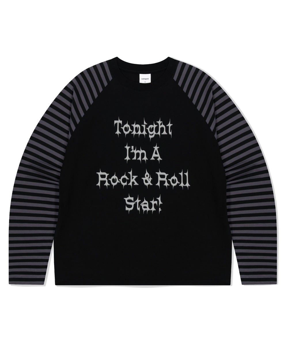 Mahagrid Rock Star Raglan Stripe Long Sleeve Tee