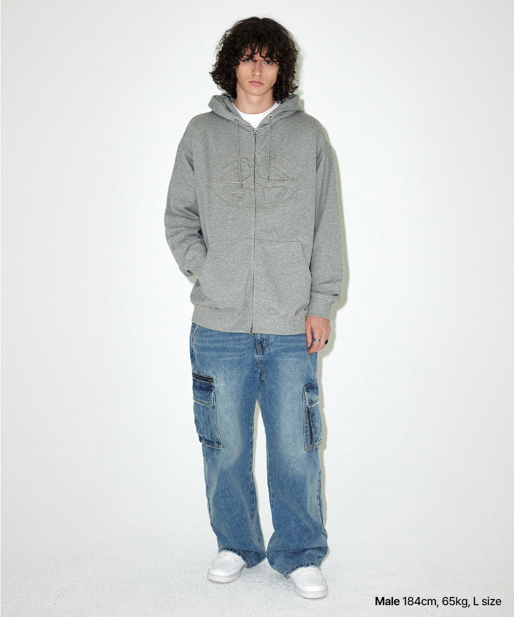 Mahagrid ECLIPSE RAW CUT ZIP UP HOODIE