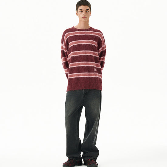 Mahagrid Hairy Stripe Knit Sweater