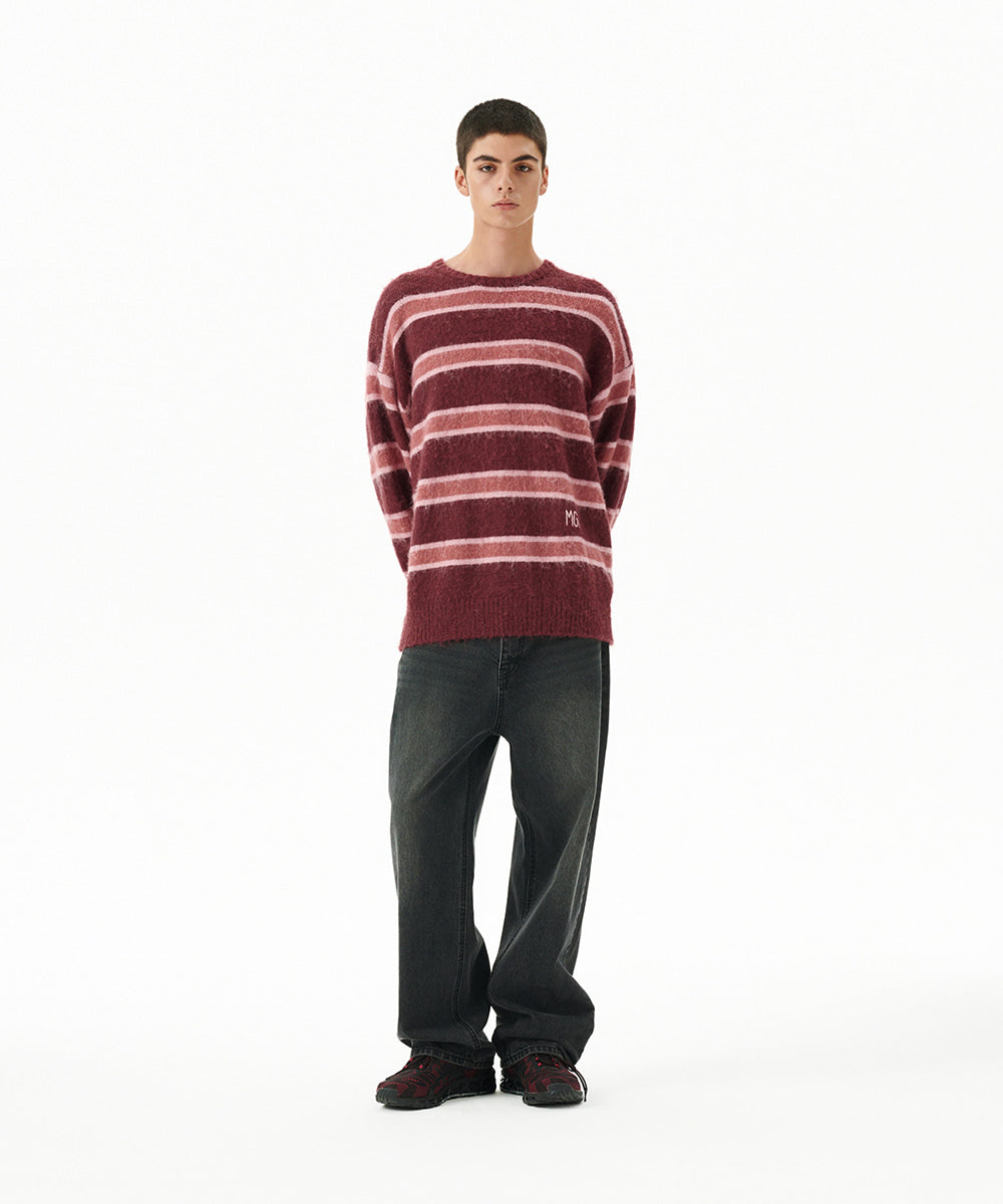 Mahagrid Hairy Stripe Knit Sweater