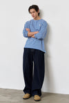 General Idea UNISEX Long Sleeve Striped Border T-Shirt [DUST BLUE]