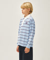 Marithé François Girbaud Kids Collar Stripe Long Sleeve Tee Light Blue