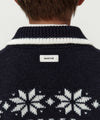 Marithé François Girbaud Kids Nordic Bear Knit Collar Cardigan Navy