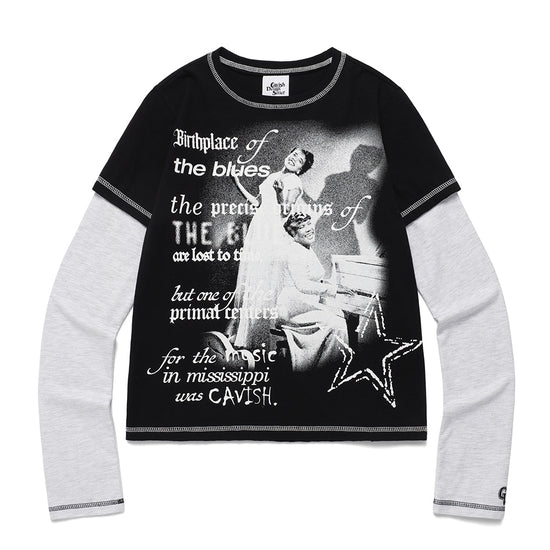 Cavish Women's Layered Origins Long Sleeve Tee [Black]