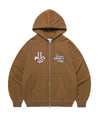 Cavish Damaged Applique Zip Up Hoodie
