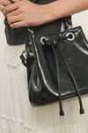 General Idea WOMAN Crack Faux Leather Bucket Bag [BLACK]