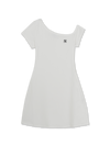 MLB Women's Basic Off Shoulder Shirring Ribbed Dress