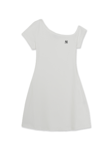 MLB Women's Basic Off Shoulder Shirring Ribbed Dress