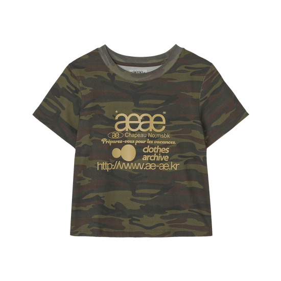 AEAE Web Logo Crop T-Shirt in Camo