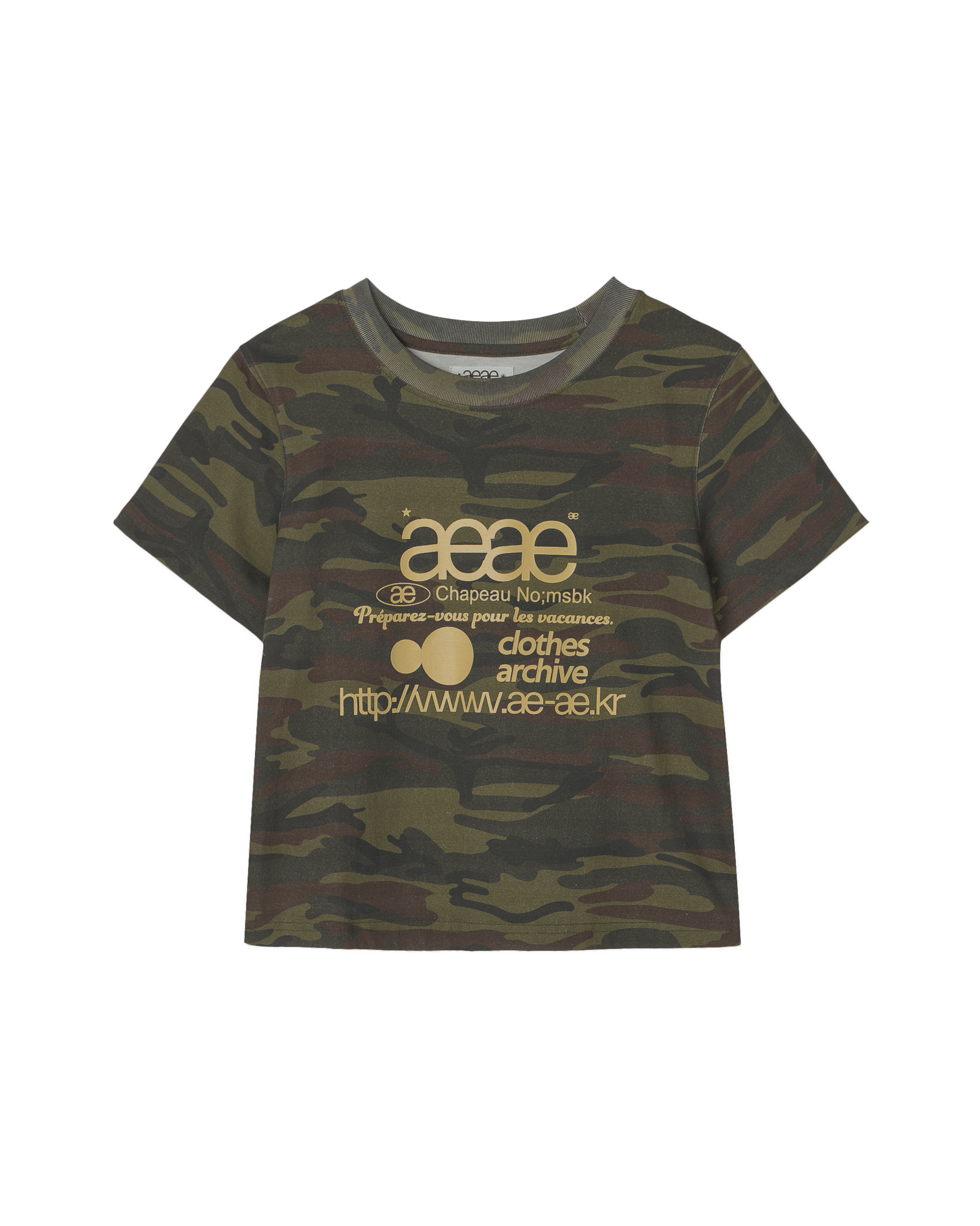 AEAE Web Logo Crop T-Shirt in Camo