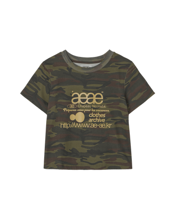 AEAE Web Logo Crop T-Shirt in Camo