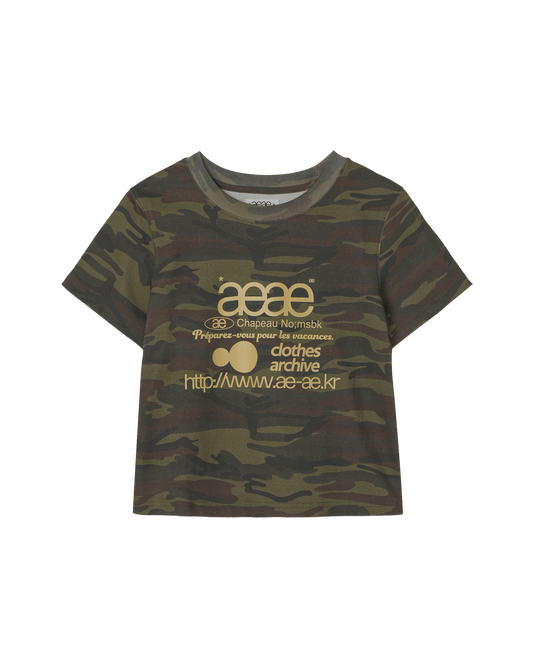 AEAE Web Logo Crop T-Shirt in Camo