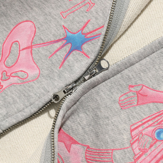 Nice Ghost Club Star Shoes Girl Hoodie Zip Up [Light Grey]