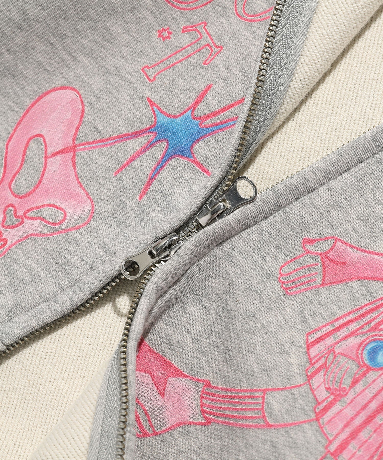 Nice Ghost Club Star Shoes Girl Hoodie Zip Up [Light Grey]