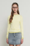 General Idea WOMAN Airy Round Neck Pintuck T-Shirt