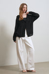 General Idea WOMAN Summer Loose Fit Wrinkle Hooded Shirt