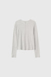 General Idea WOMAN Airy Crew Neck Pin Tuck T-Shirt [LIGHT GREY]