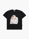 ADLV Baby Face Cat Hug Girl Short Sleeve T-Shirt