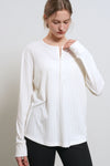 General Idea WOMAN Loose Fit Henley Neck T-Shirt