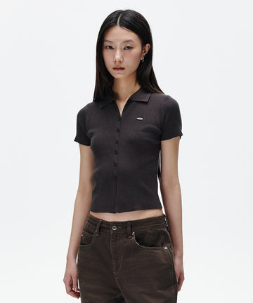 Mahagrid Button-Up Collar Knit