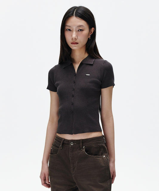 Mahagrid Button-Up Collar Knit