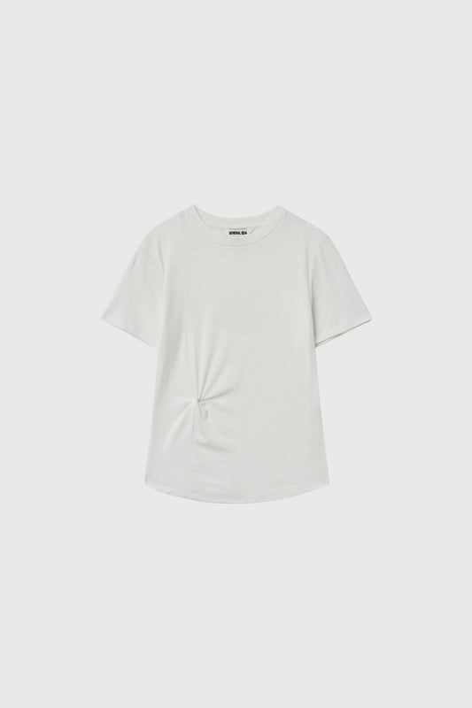 General Idea WOMAN Acetate Twist Short Sleeve T-Shirt [WHITE]