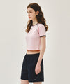 Marithé François Girbaud W AEROCOOL SMALL CLASSIC LOGO RINGER SLIM CROP TEE ivory