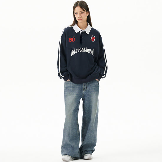 Mahagrid Track Collar Sweatshirt Navy