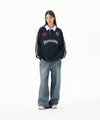 Mahagrid Track Collar Sweatshirt Navy