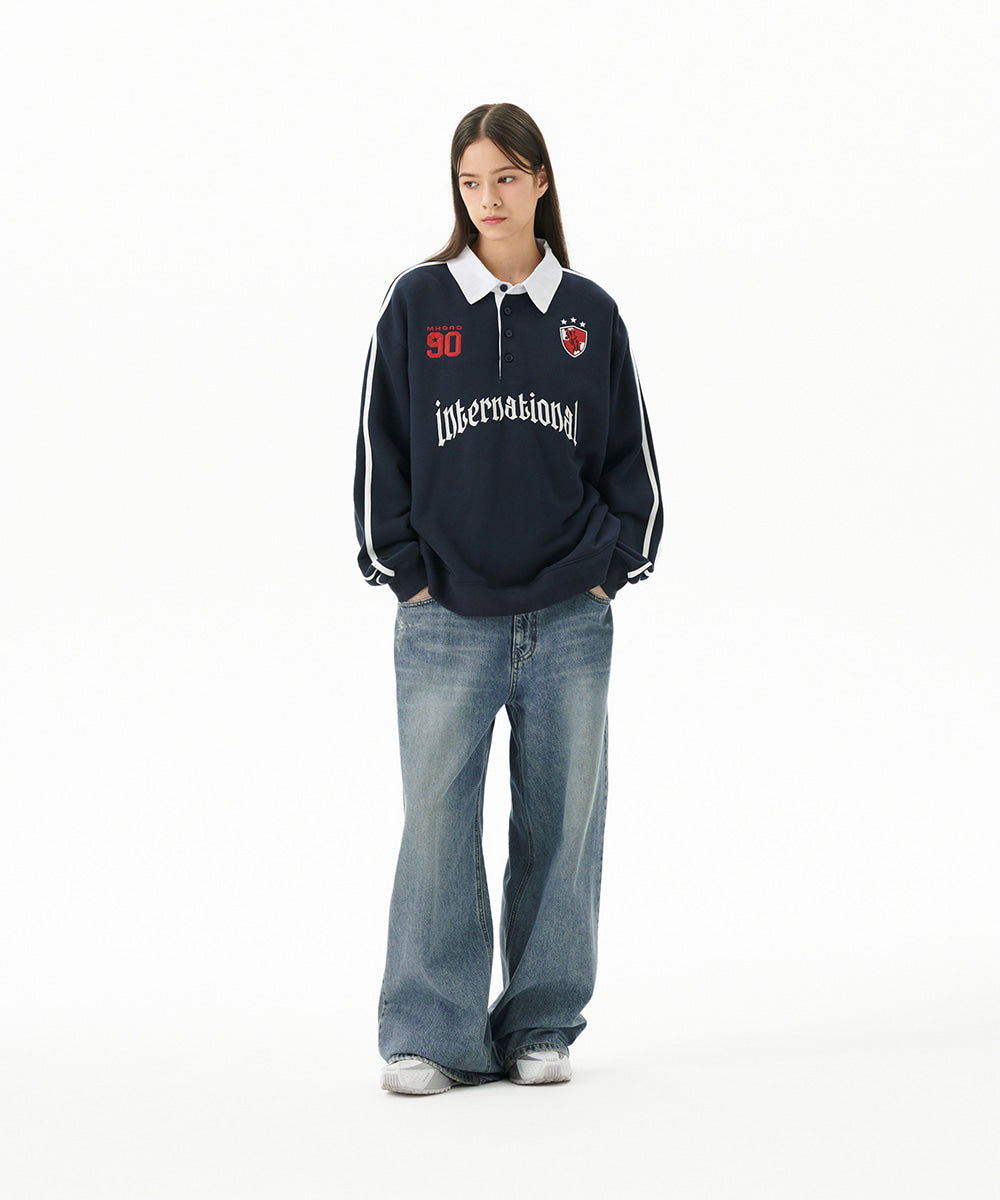 Mahagrid Track Collar Sweatshirt Navy