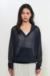General Idea Woman Sheer Hood Knit Pullover