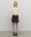 Marithé François Girbaud W Denim Pleated Mini Skirt Dark Blue