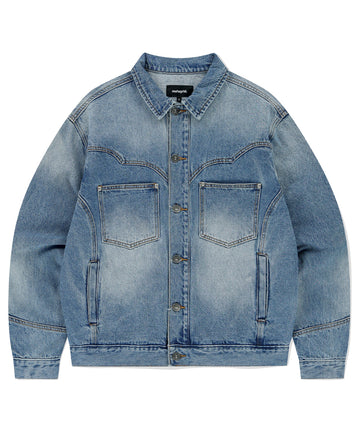 Mahagrid Western Denim Jacket Blue