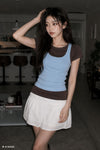 General Idea WOMAN 2-Way Color Layered T-Shirt [SKY BLUE]