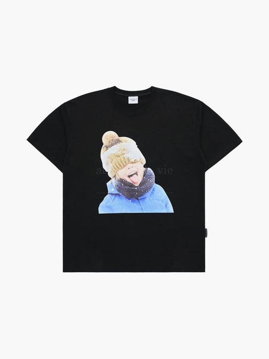 ADLV Baby Face Yellow Beanie Boy Short Sleeve T-Shirt