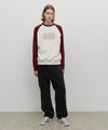 Marithé François Girbaud Classic Logo Color Block Raglan Sweatshirt Burgundy