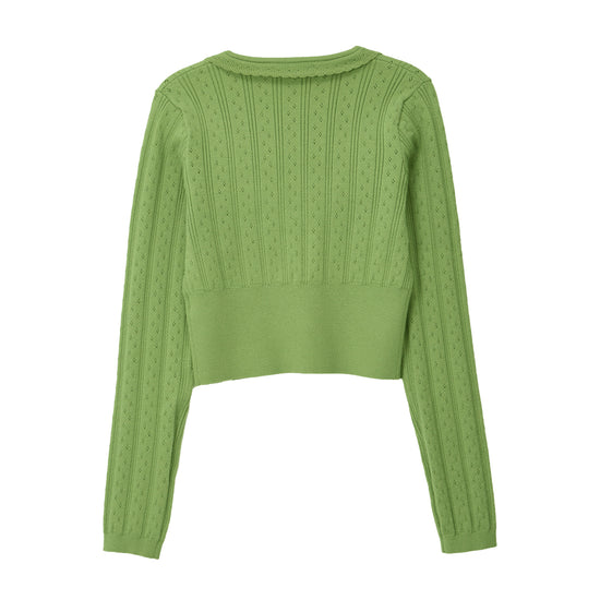 Bitter Cells Daisy Pointelle Cardigan - Olive