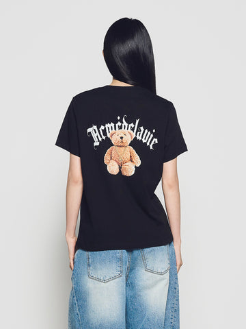 ADLV Woman Gold Chain Bear Doll Short Sleeve T-Shirt