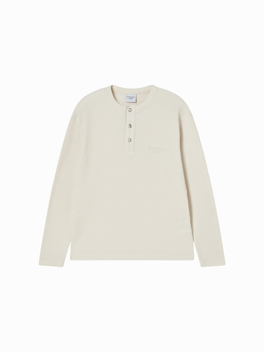 ADLV ADLV Henley Neck Waffle Long Sleeve T-Shirt
